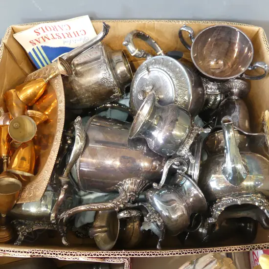 ASST. SILVER PLATE, TEA SETS ETC