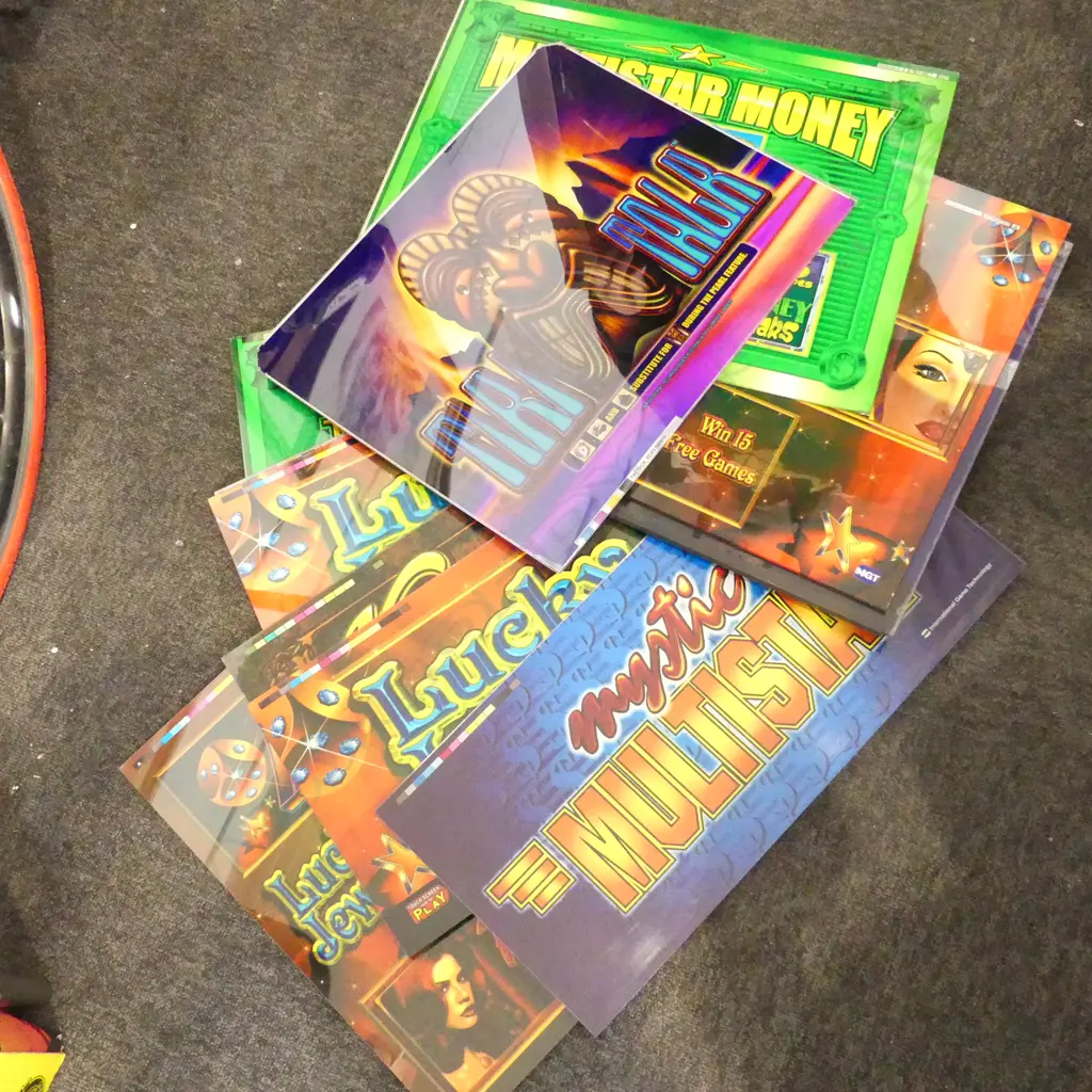 11 DISCONTINUED POKIE MACHINE PLACARDS Image 1++