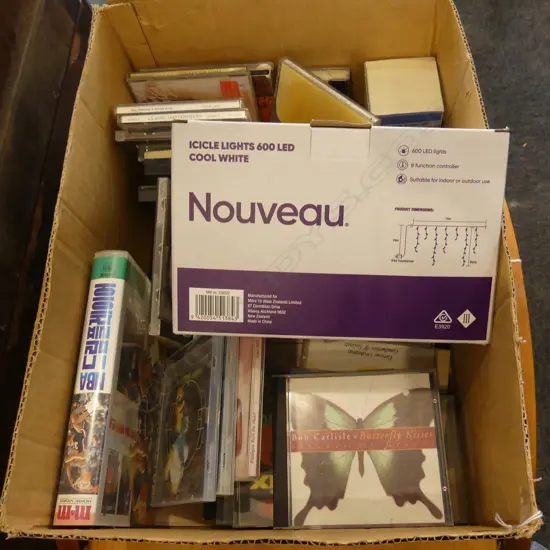 BOX LOT OF CDS, KOREAN TAPES? ETC.