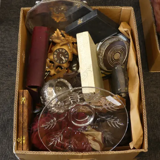 CASED CUTLERY, 2 CUCKOO CLOCKS ETC