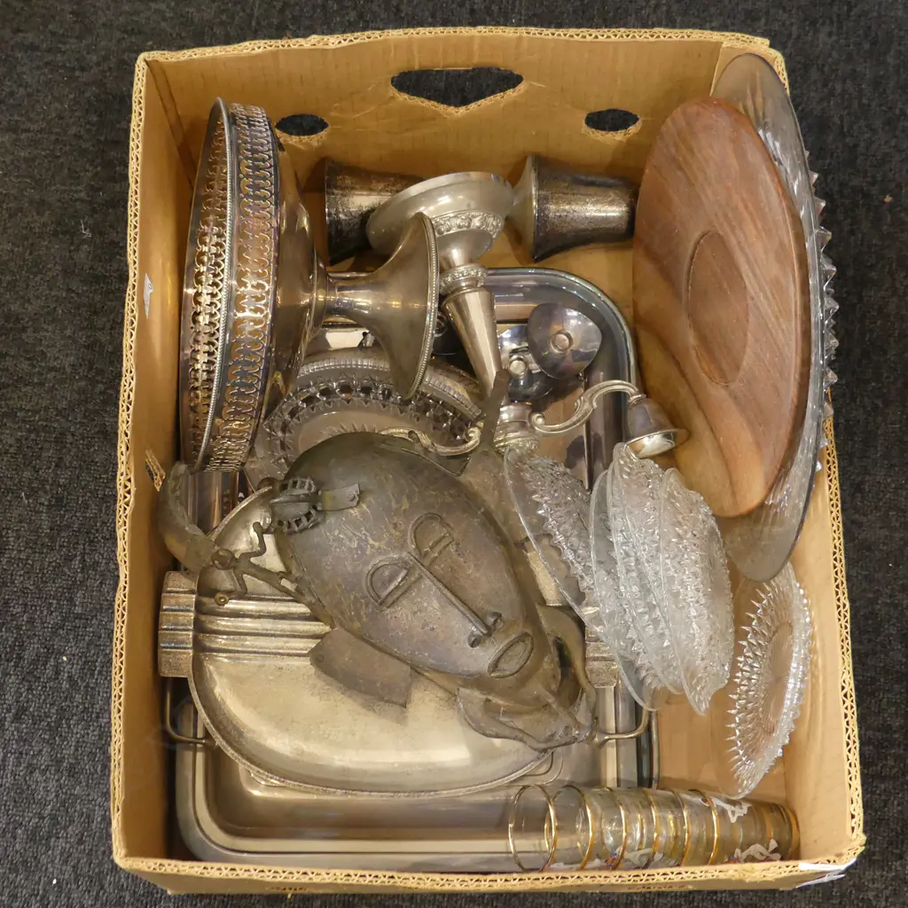  ASST. SILVER PLATE, AFRICAN MASK, 4 COHR DENMARK 'ATLA' CANDLE HOLDERS ETC Image 1++