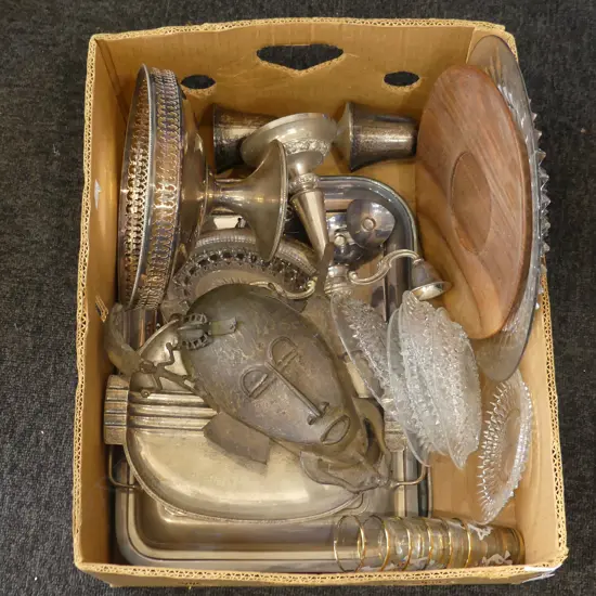  ASST. SILVER PLATE, AFRICAN MASK, 4 COHR DENMARK 'ATLA' CANDLE HOLDERS ETC