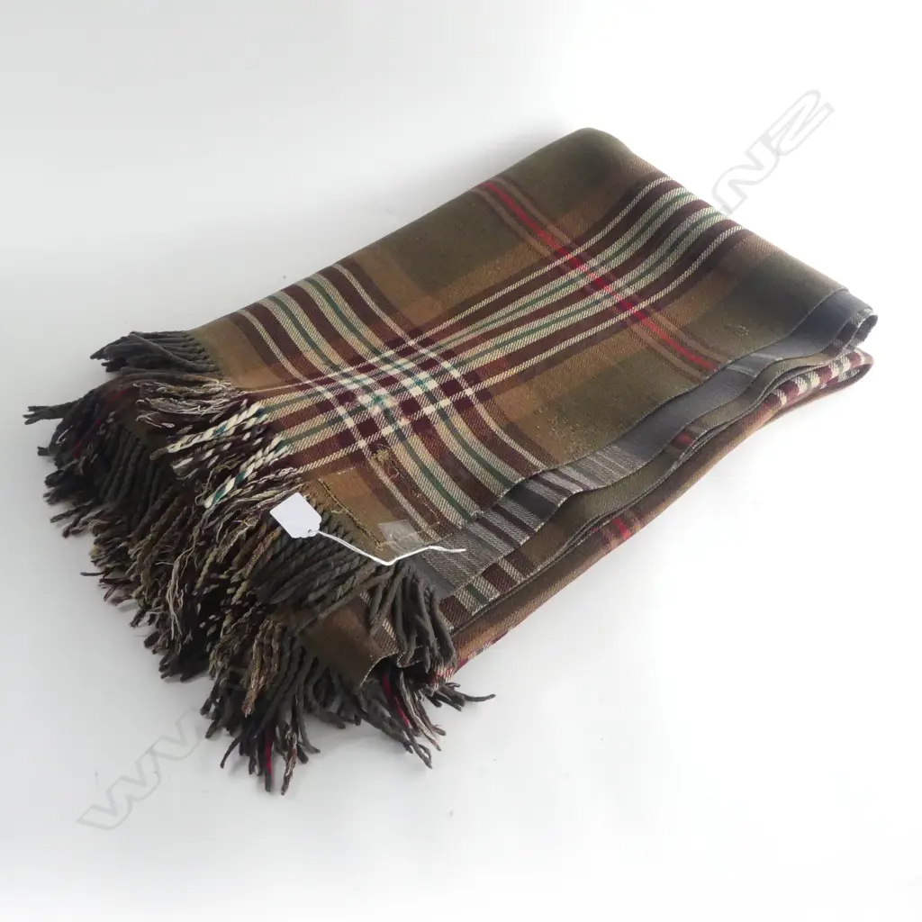 ANTIQUE EXTRA LG WOOL TARTAN TRAVEL RUG BLANKET Image 1++
