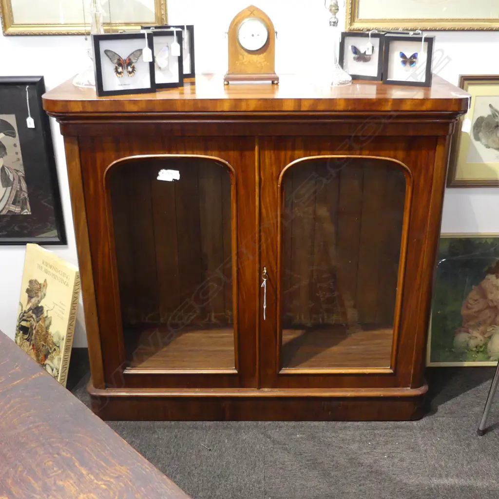 VICTORIAN MAHOGANY GLAZED CABINET 1215x480x1105mm Image 1++