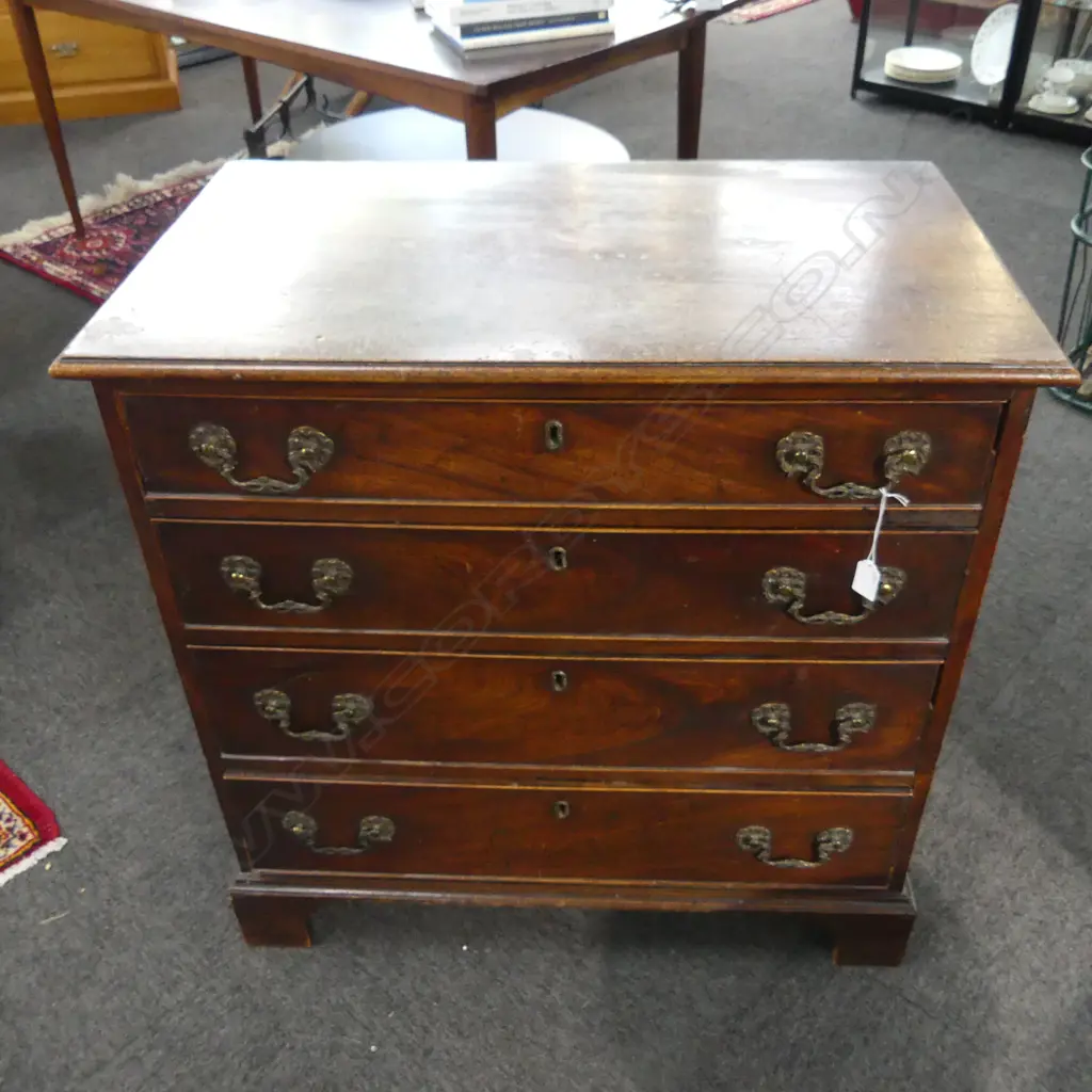 19thC MAHOGANY CHEST OF DRAWERS... Image 1++