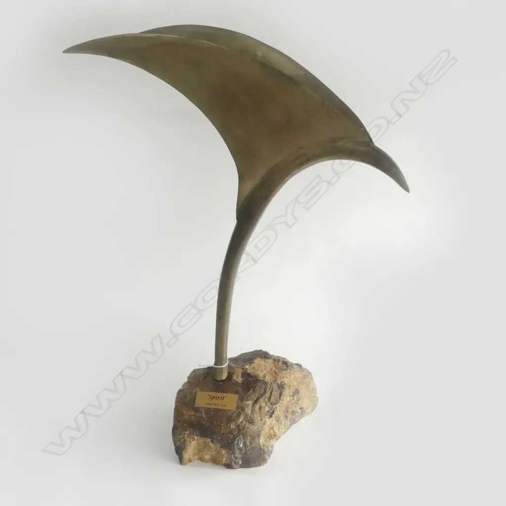 Dave Roy (Tauranga NZ) 'Spirit' Mixed media bronze on rock base. Ltd Ed. 3/9. 600 x 440mm. Labelled to base Image 1++