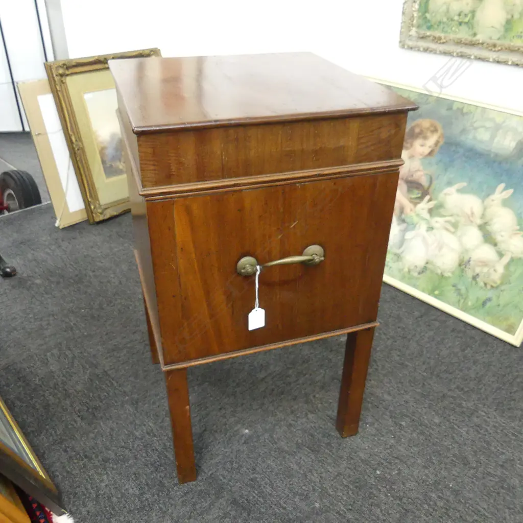 MAHOGANY CELLARETTE w. TIN LINED INTERIOR C.1830 355x350x620mm Image 1++