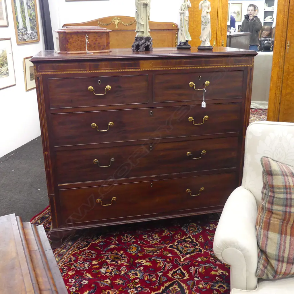 EDWARDIAN CHEST OF 5 DRAWERS 1345x550x1210mm Image 1++