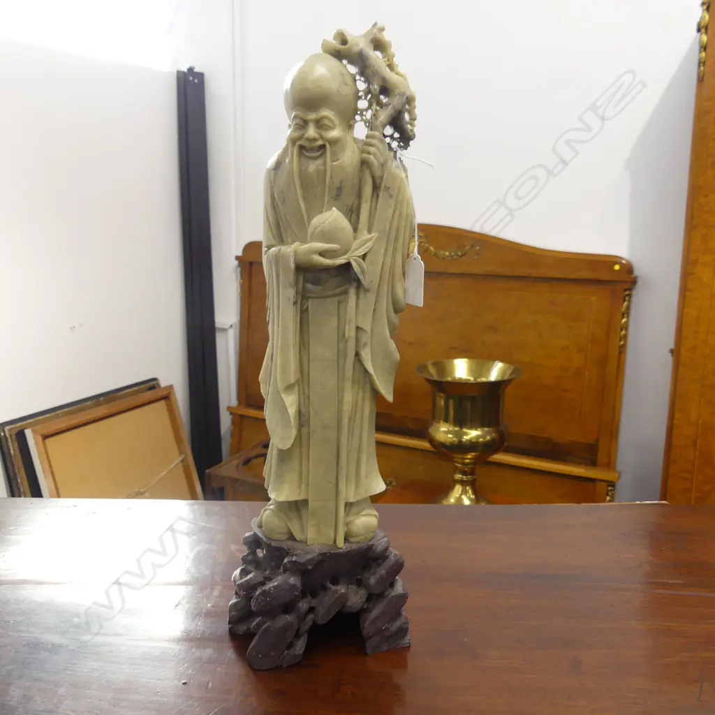 CARVED STONE ORIENTAL FIGURE H.440mm Image 1++