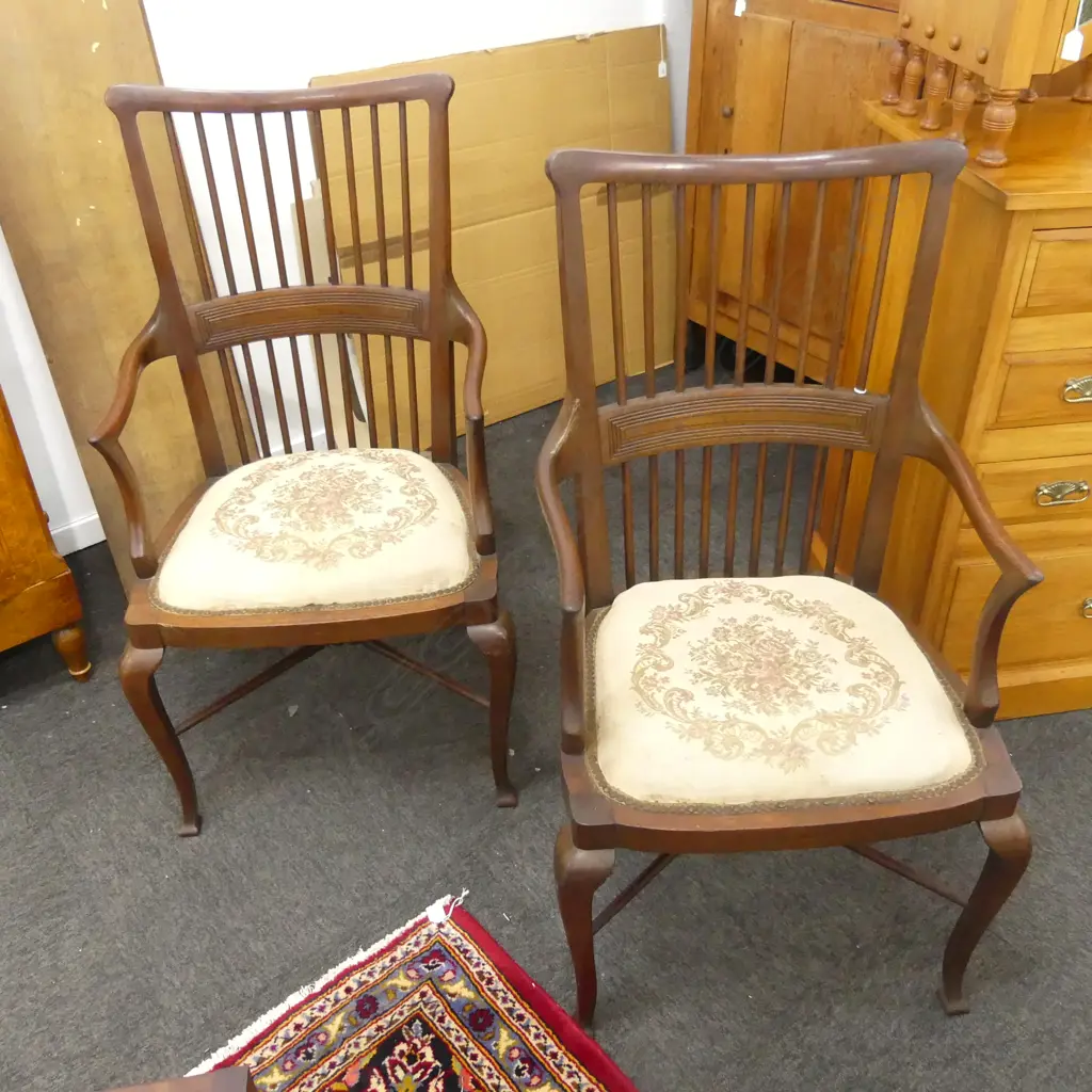 PR MAHOGANY SPINDLE BACK ARMCHAIRS Image 1++