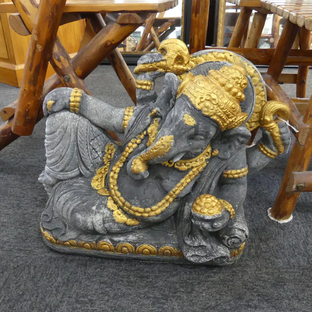 GILDED CONCRETE GANESH, H.370 L.400mm Image 1++