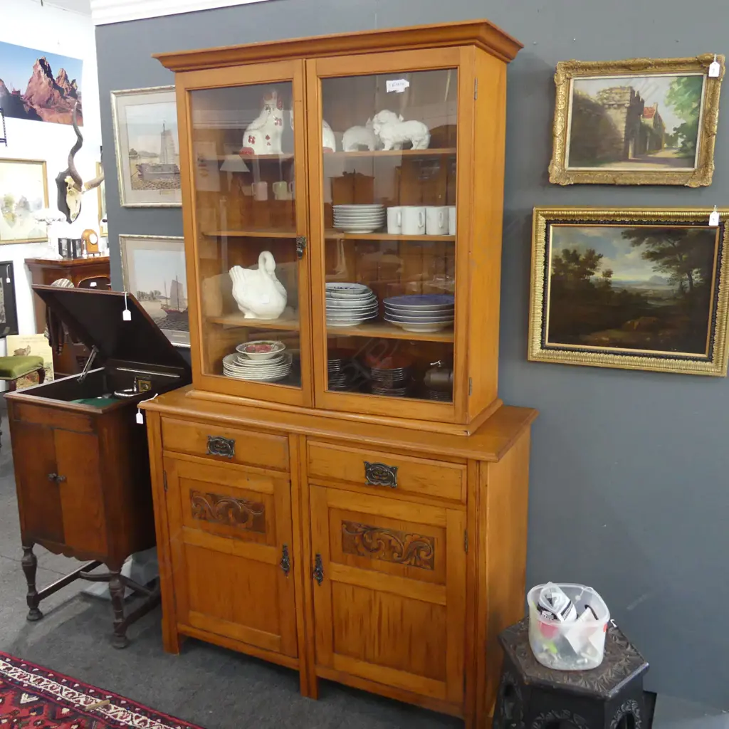COLONIAL KAURI KITCHEN DRESSER BASE & TOP C.1900 1220x460x2000mm Image 1++