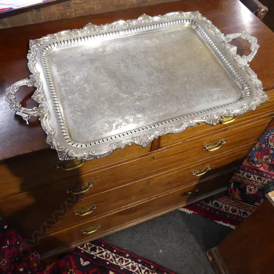 LG SILVER PLATE BUTLERS TRAY 765x480mm