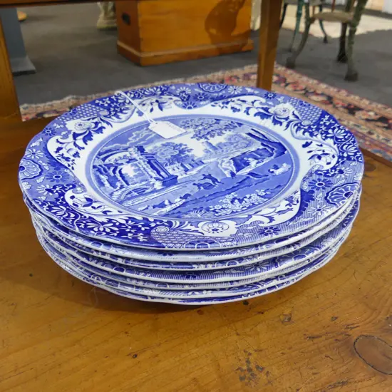 7 COPELAND SPODE ITALIAN PATTERN DINNER PLATES 265mm dia
