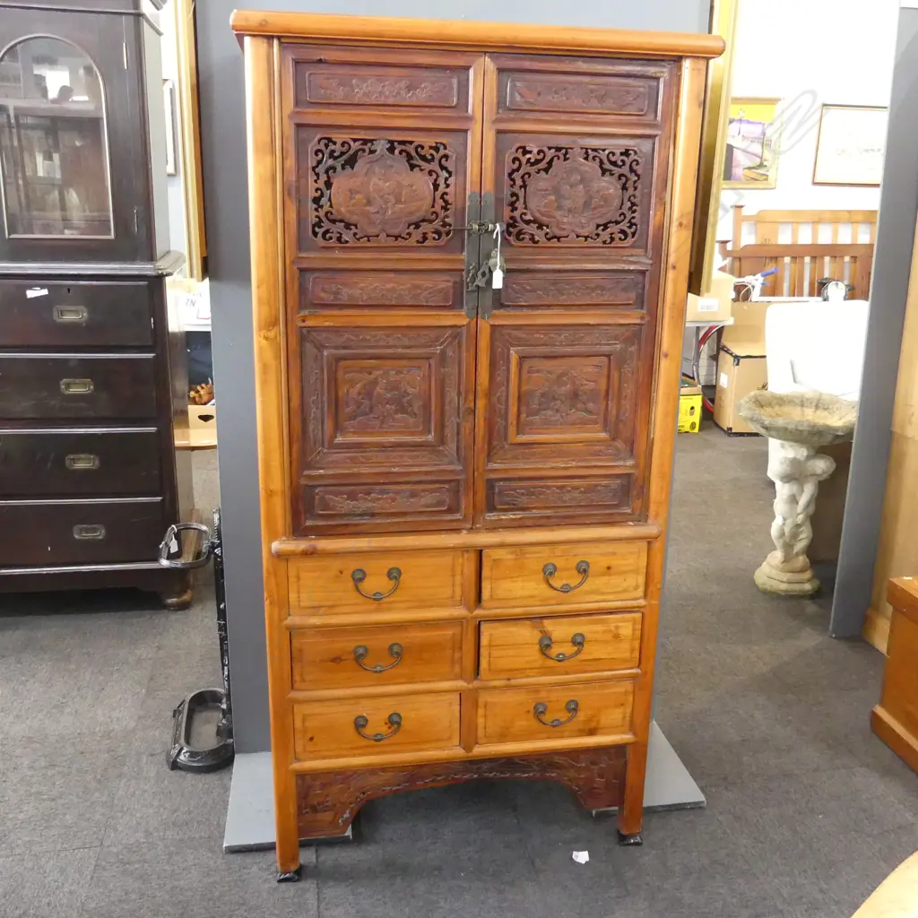 ORIENTAL WARDROBE w. 6 DRAWERS BELOW 915x520x1800mm Image 1++