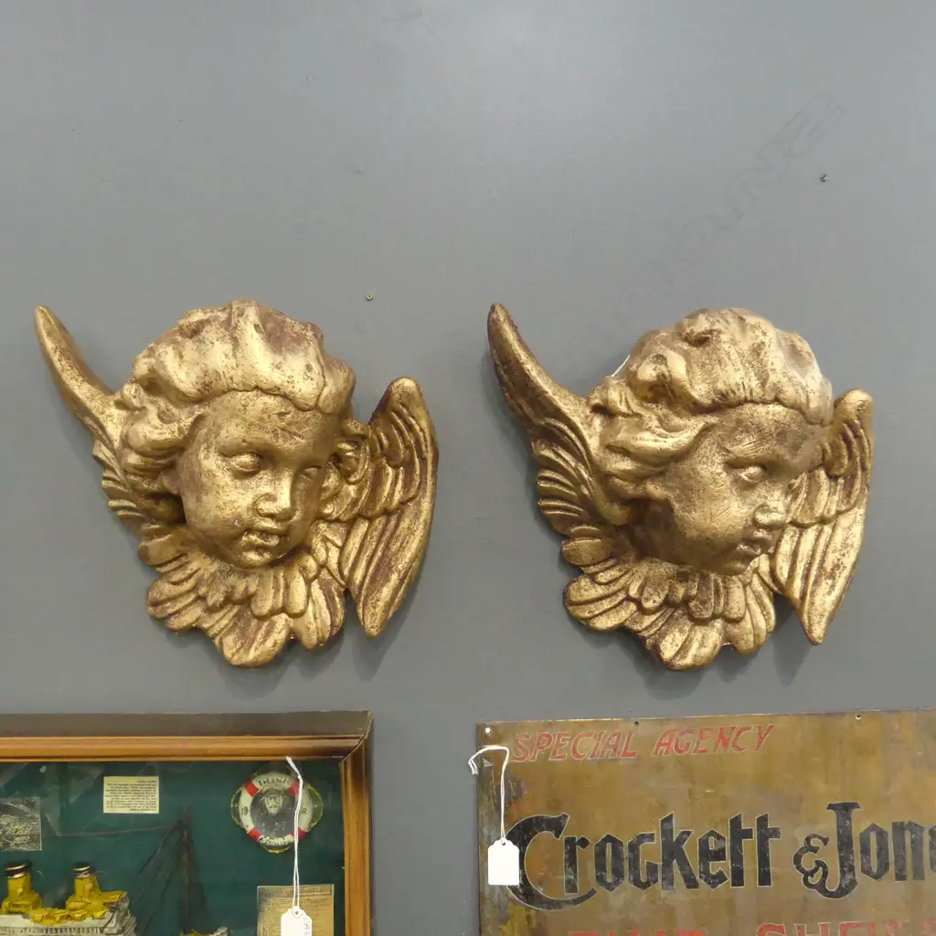 PR GOLD PAINTED PAPIER MACHE ANGEL HEADS H.270mm Image 1++