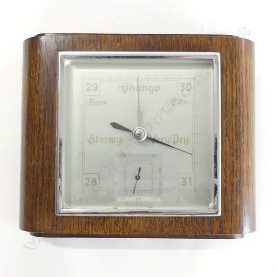VINTAGE DECO OAK WALL BAROMETER H170MM