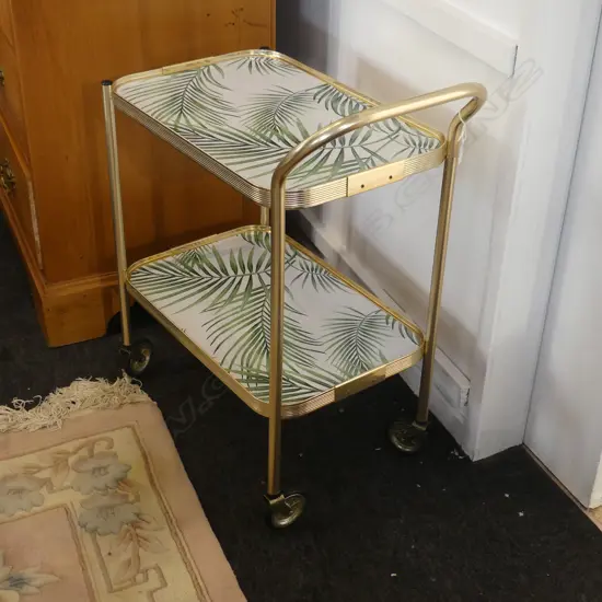 RETRO ANODIZED MOBILE TEA TROLLEY H740mm
