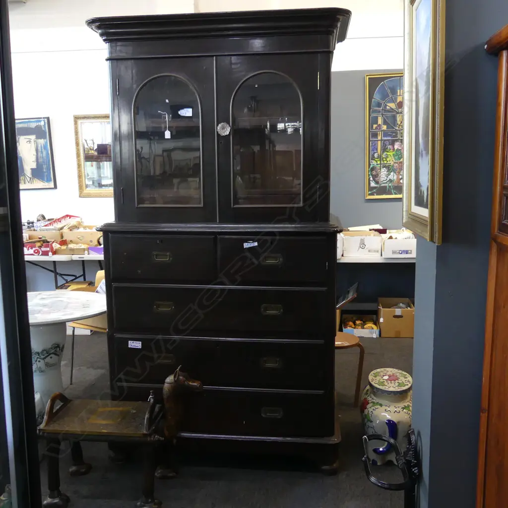VICTORIAN MAHOGANY 3 PART COLLECTORS CABINET 1200x580x2200mm Image 1++