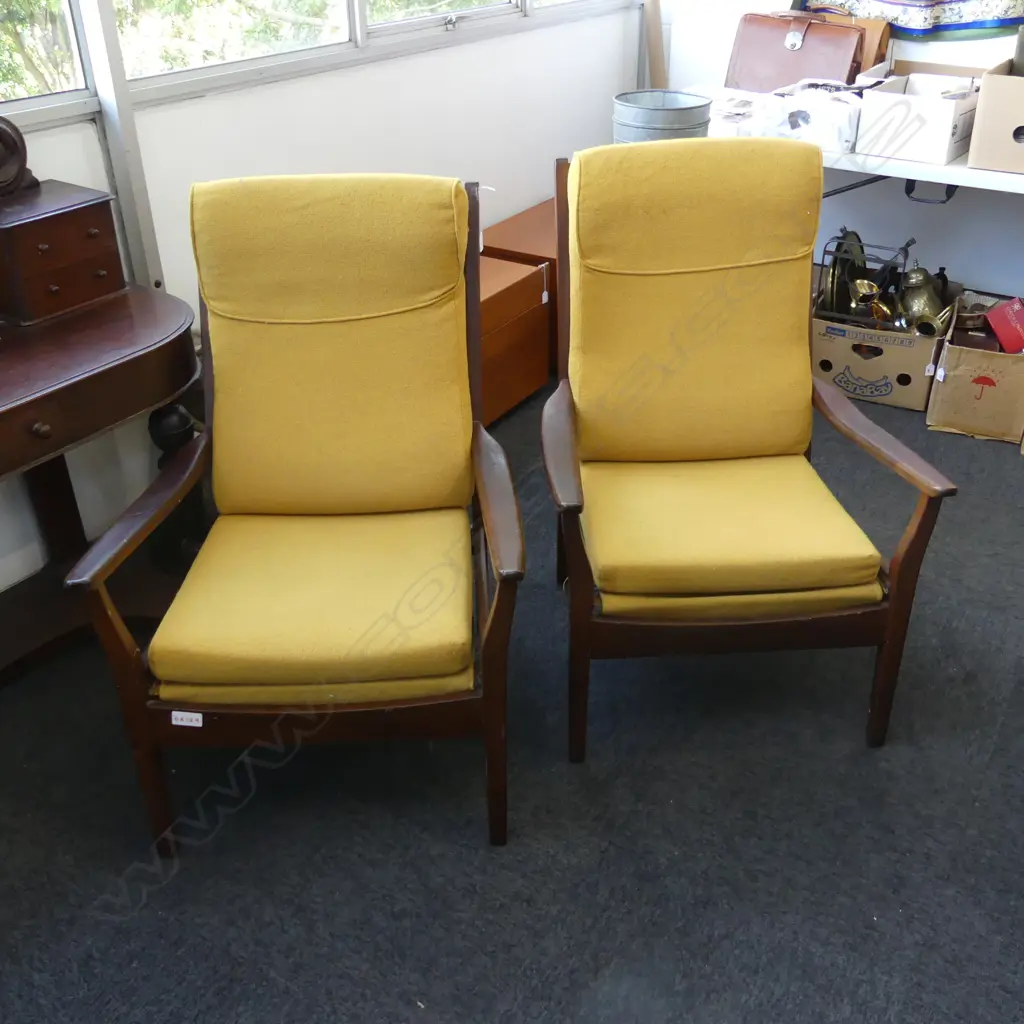 PR RETRO ARMCHAIRS; MUSTARD UPHOLSTERY Image 1++