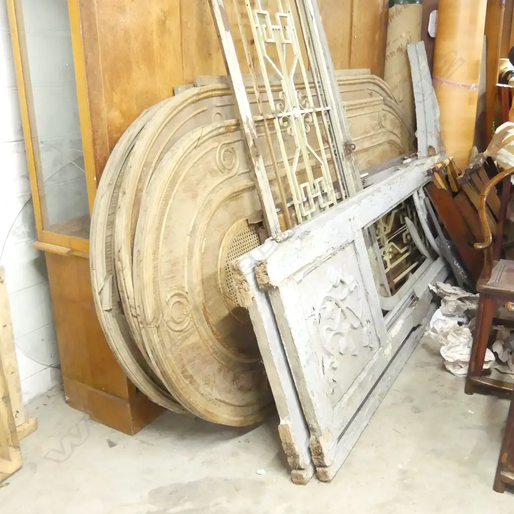 4 OLD FRENCH LGE OVAL WALL? PANELS with cane central panels. H.2880 x W.1260mm. some distress Image 1++