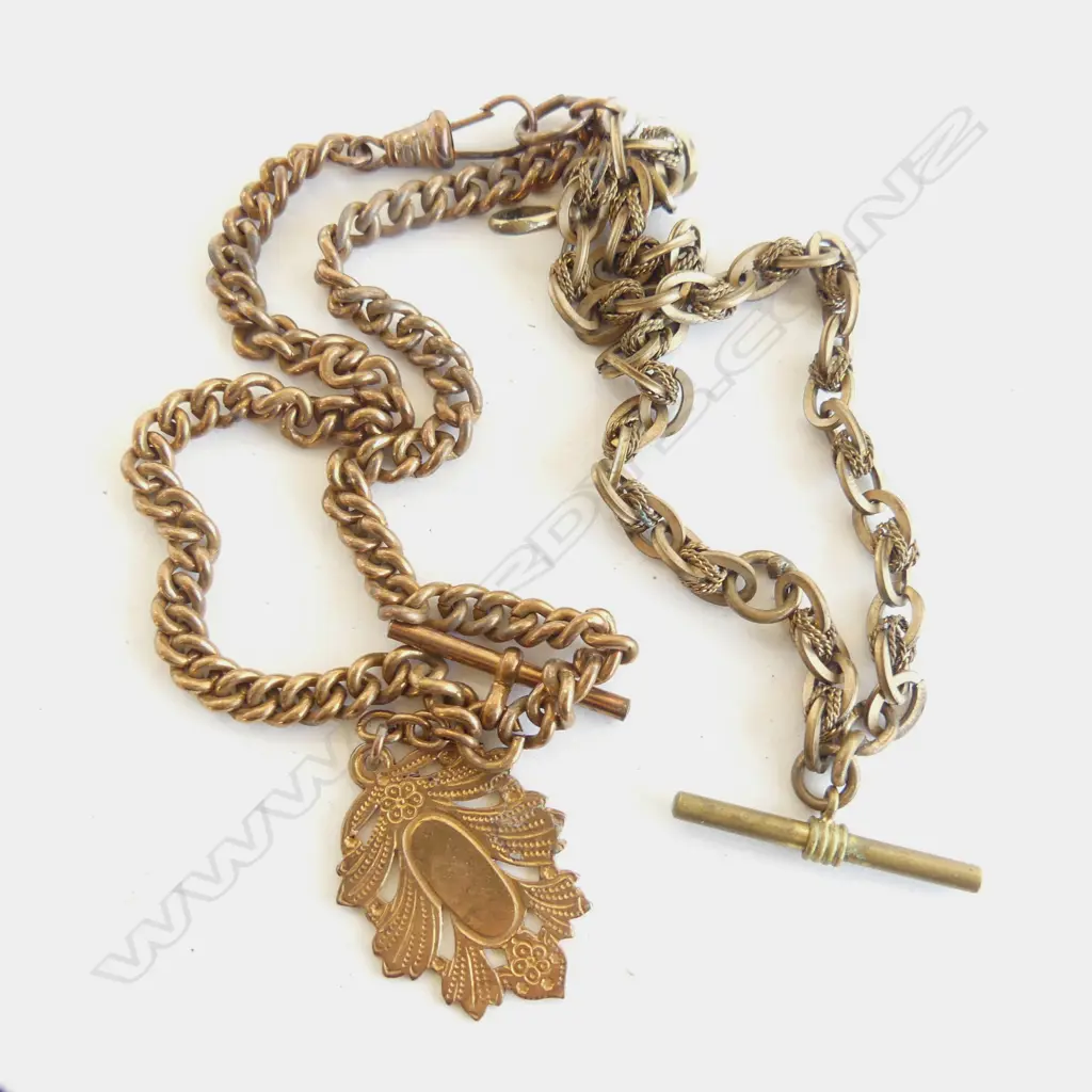 2 ANTIQUE ROLLED GOLD CHAINS  Image 1++