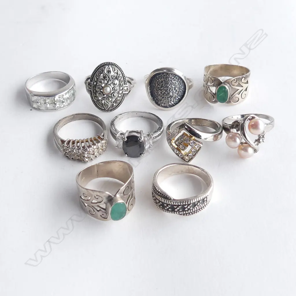 10 ASST. COSTUME RINGS, MOST STG Image 1++