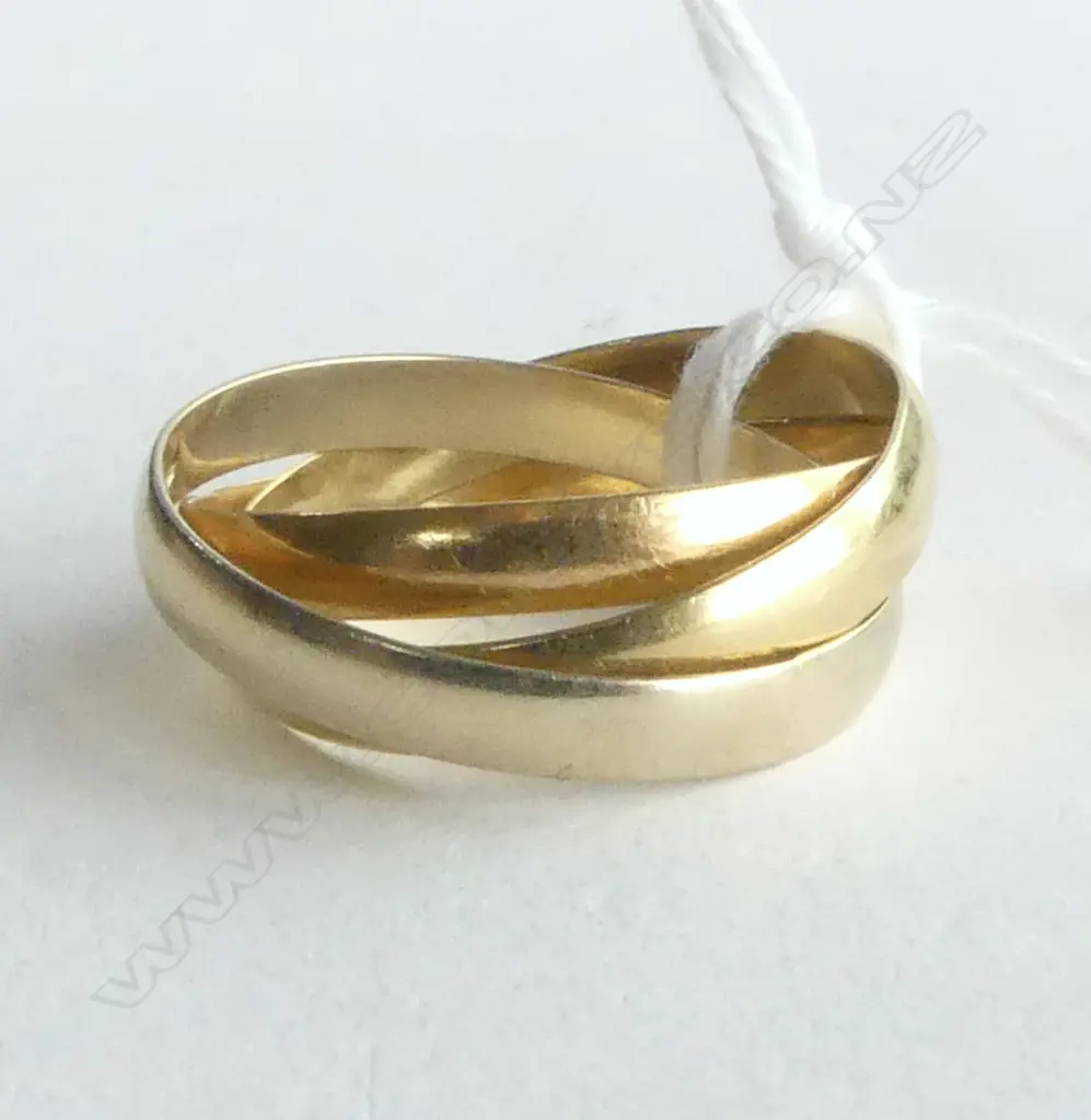 18ct TRI TONRE RUSSIAN WEDDING RING 4.3gm SIZE P Image 1++