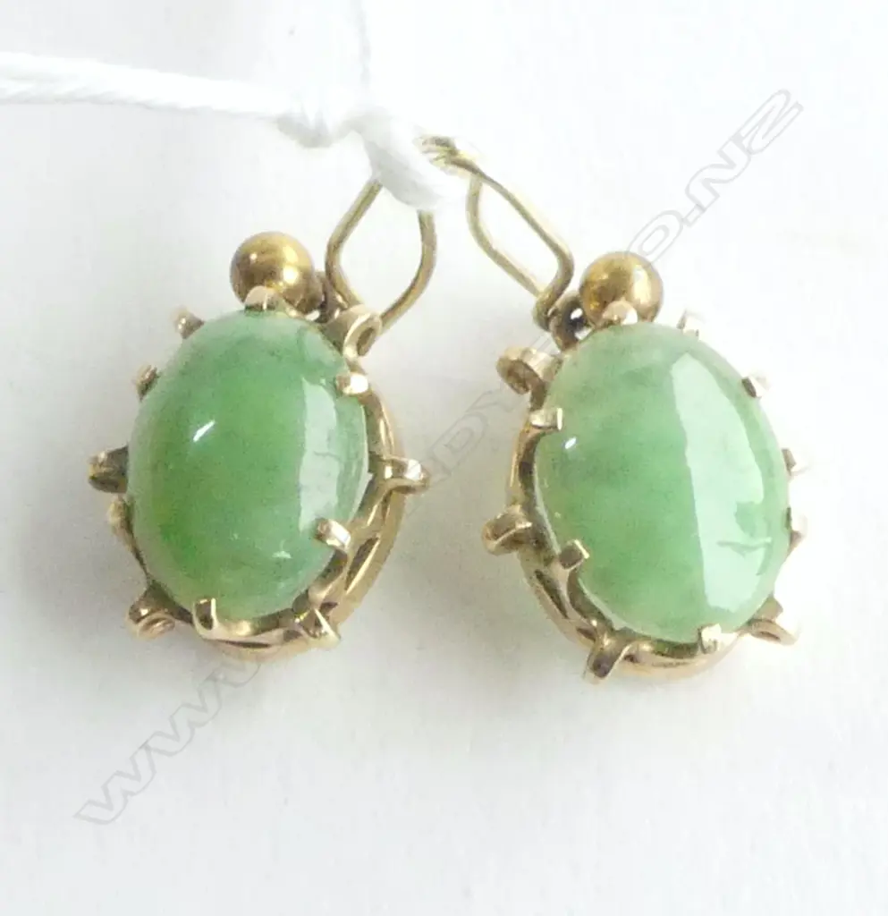 PR 9ct & JADE EARRINGS  Image 1++