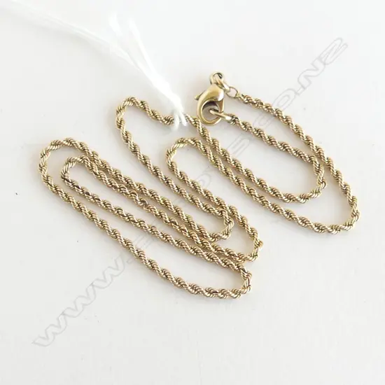 9CT GOLD ROPE NECKLACE, L.450mm, 7.2gms