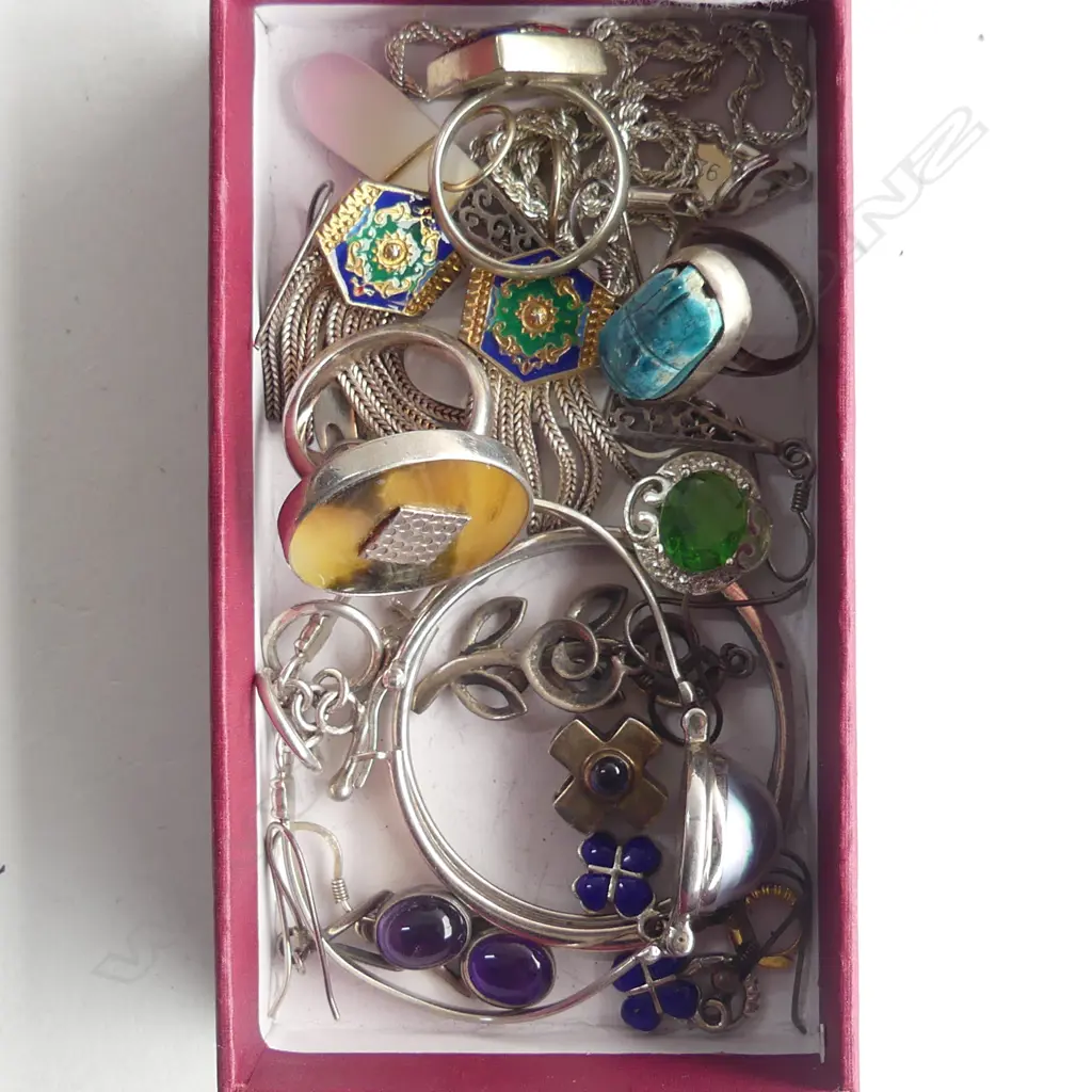 STG SILVER JEWELLERY INCL NECKLACE, RINGS, EARRINGS ETC Image 1++