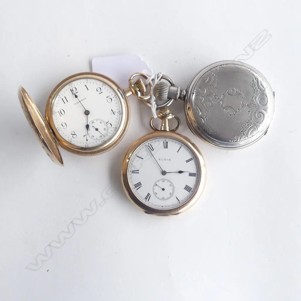 3 POCKET WATCHES; 2 GP + 1 SILVER PLATE Image 1++