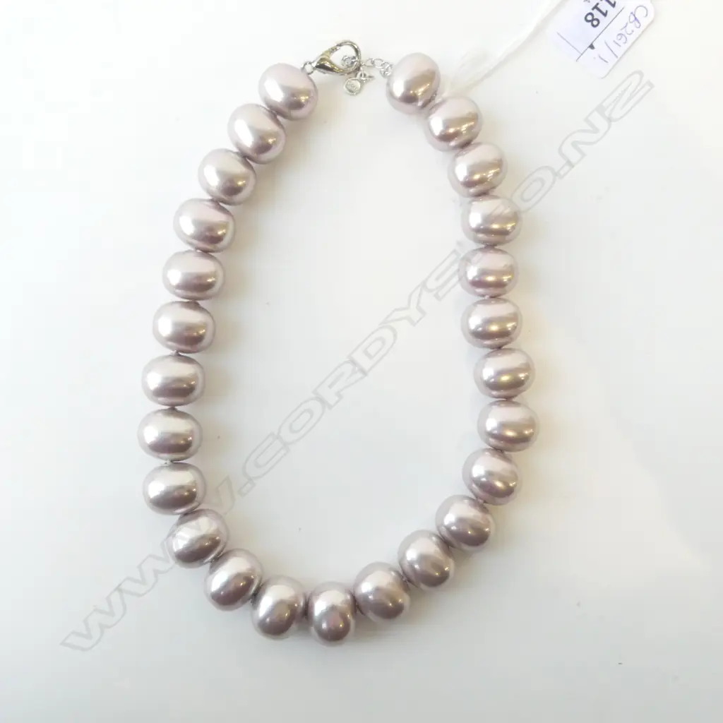 COSTUME BAROQUE PEARL NECKLACE L.480mm CLIP ON CATCH BROKEN Image 1++
