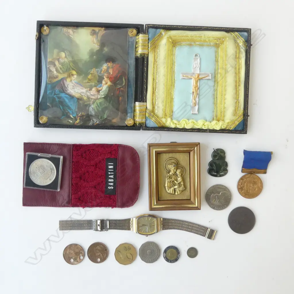 ASST. COINS, RELIGIOUS ICONS, GREENSTONE TIKI PENDANT H.40mm ETC Image 1++