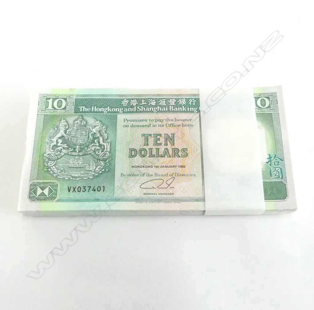 100 X OLD HONG KONG $10 BANK NOTES C.1992 in number sequence Image 1++