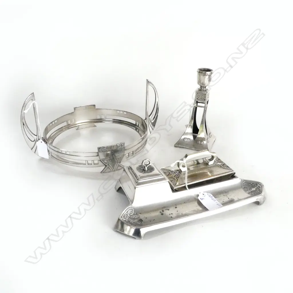 3 PCS WMF ART DECO; CANDLESTICK, INKSTAND & BOWL STAND Image 1++
