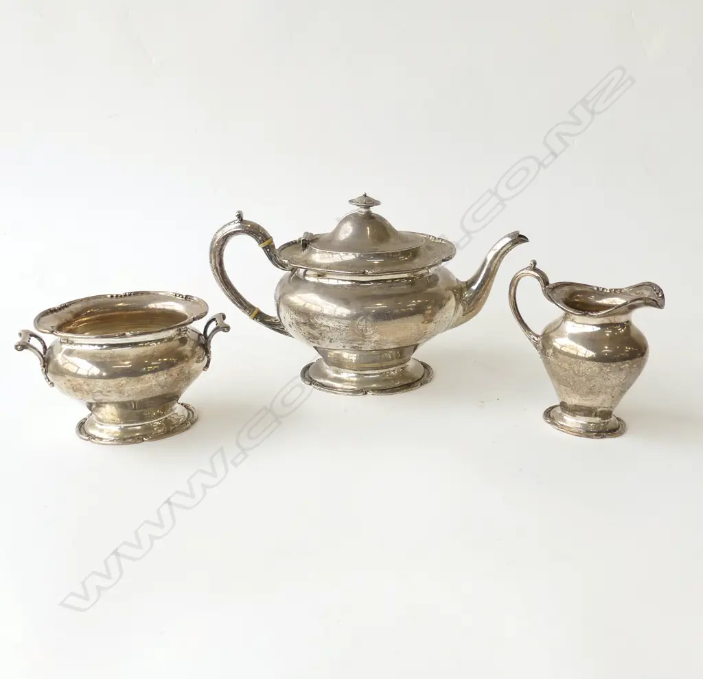 3 PCE STG SILVER TEASET, GLASGOW 1921 1426gms Image 1++