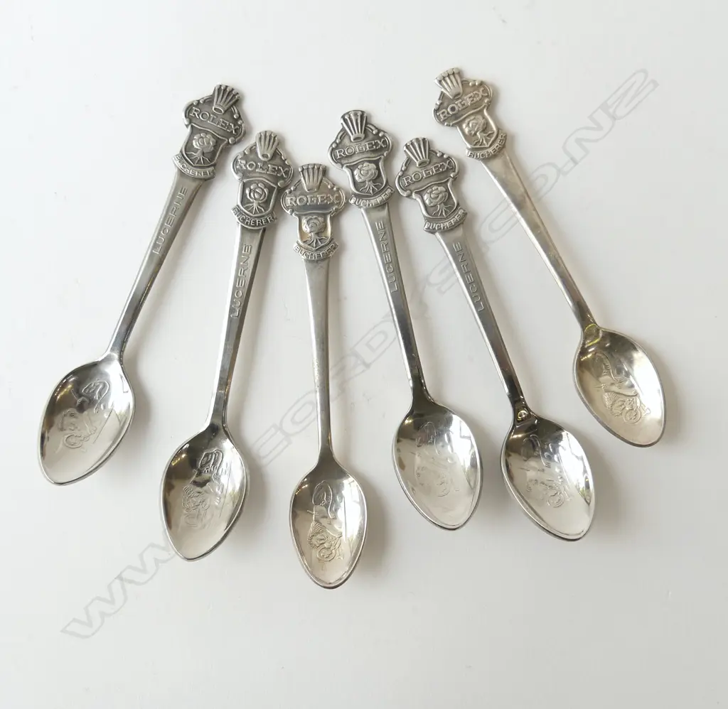  SIX VINTAGE ROLEX WATCH TEASPOONS SWITZERLAND, L.112MM Image 1++