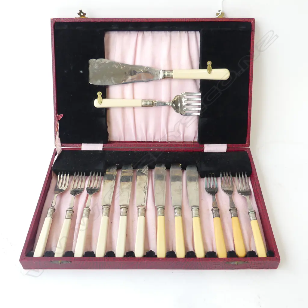 6 PLACE, 14 PCE FISH SET, CASED Image 1++