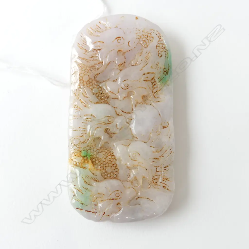 CARVED JADE HANDLING STONE PENDANT 85x45mm Image 1++