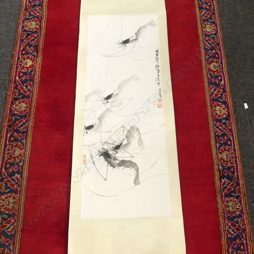 CHINESE SCROLL INK PAINTING - LOBSTER Image 1++