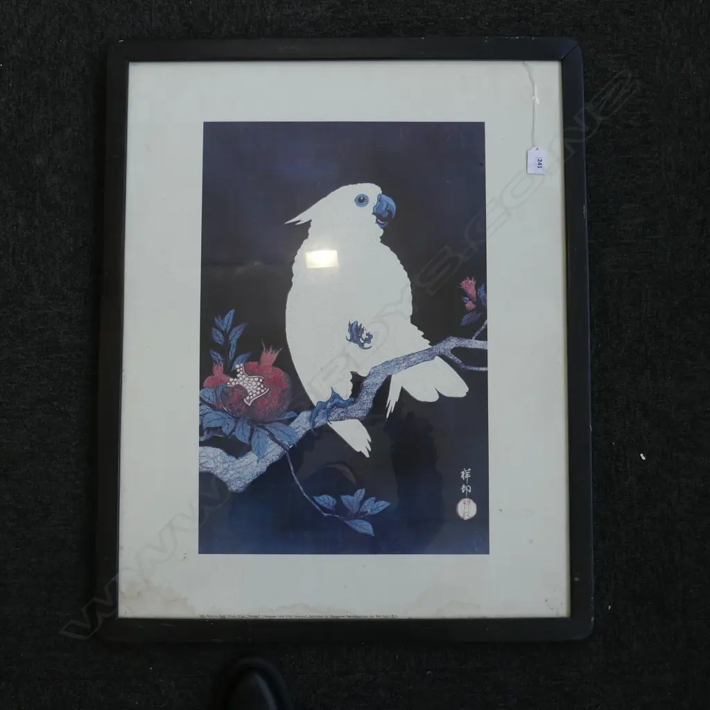 UKIYO-E, WHITE COCKATOO PRINT 775x625mm overall size... Image 1++