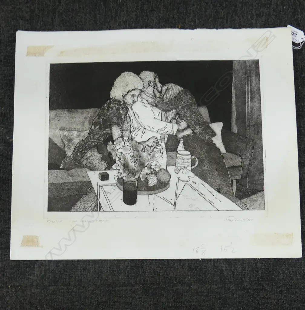 BARRY CLEAVIN 'TWO GIRLS AND A FRIEND' ETCHING 4/30 1974 270x370mm unframed Image 1++