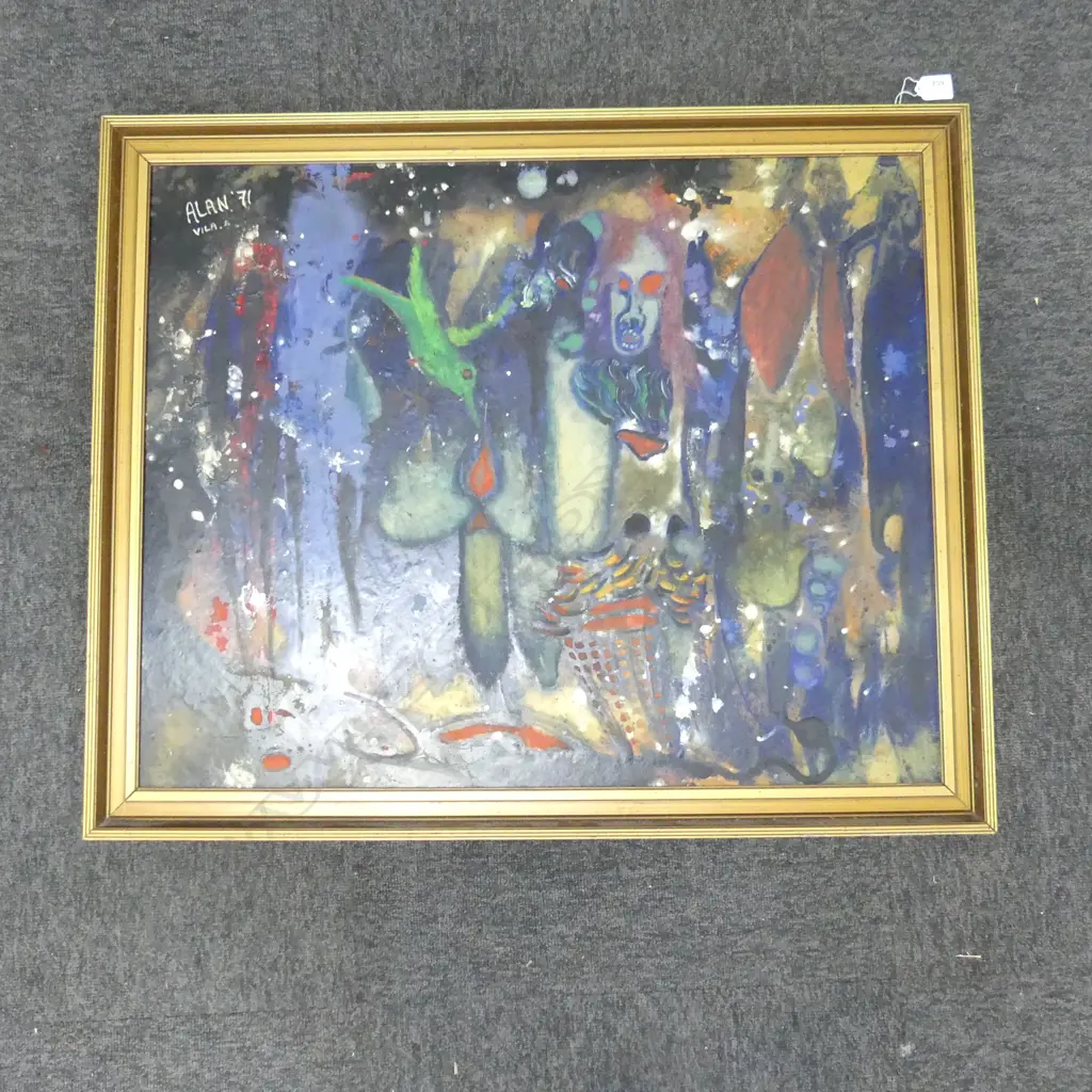 ABSTRACT OIL ON BOARD 'ALAN '71 VILA' 600x745mm Image 1++