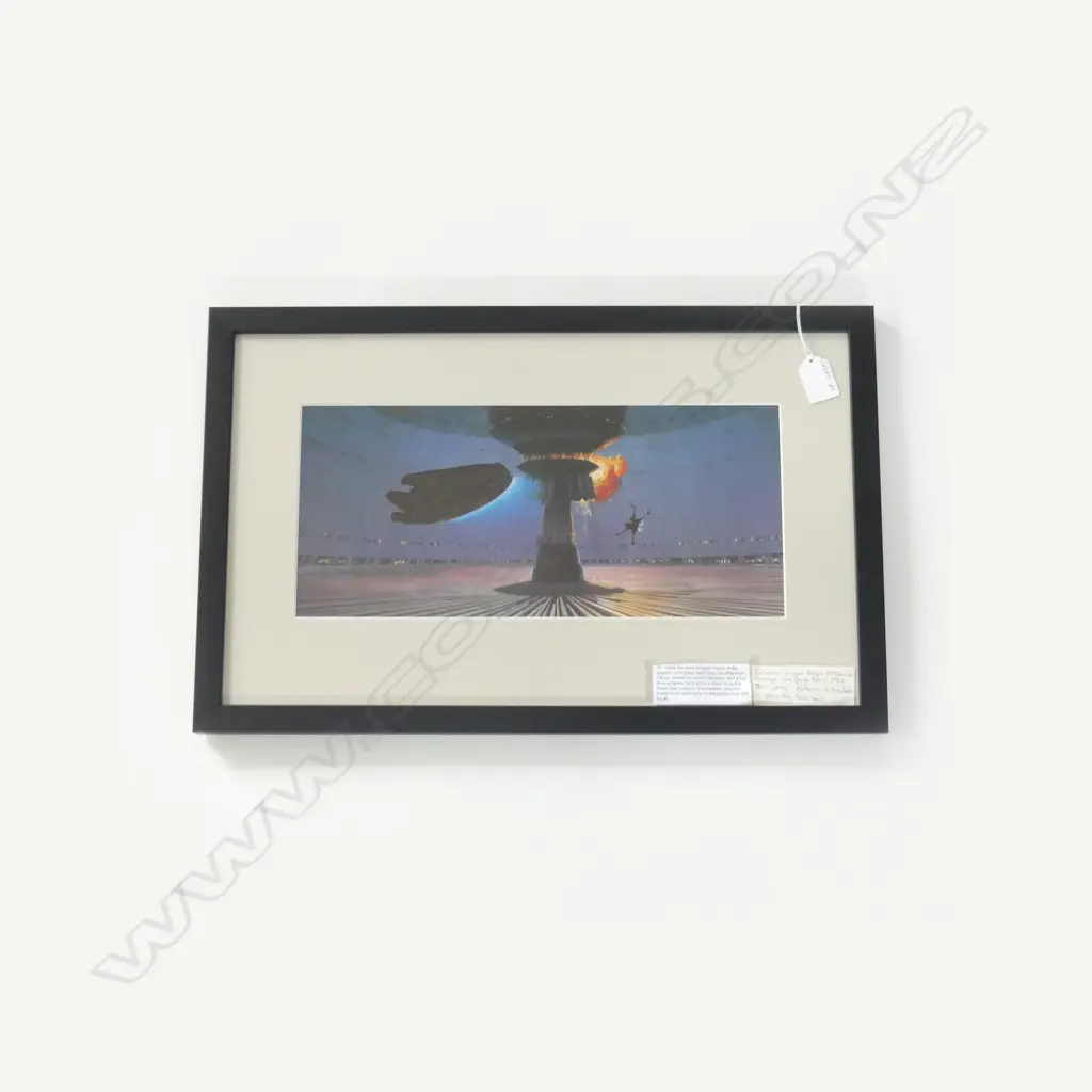 ORIGINAL 1983 STARWARS CONCEPT ART PRINT by RALPH MCQUARRIE recently framed H.160 x 36mm Image 1++