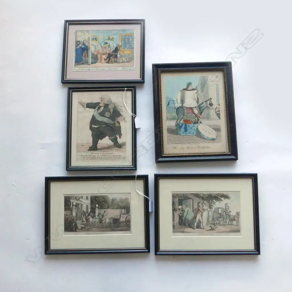 5 18thC STYLE CARICATURE PRINTS Image 1++
