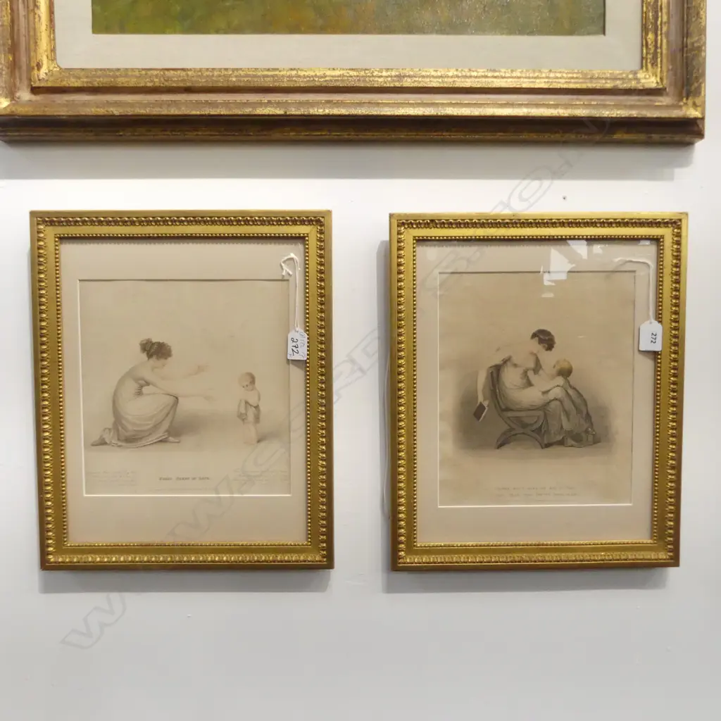 2 REGENCY LITHOGRAPHS 'FIRST STEPS IN LIFE' & 'MAMA...' 275x230mm Image 1++