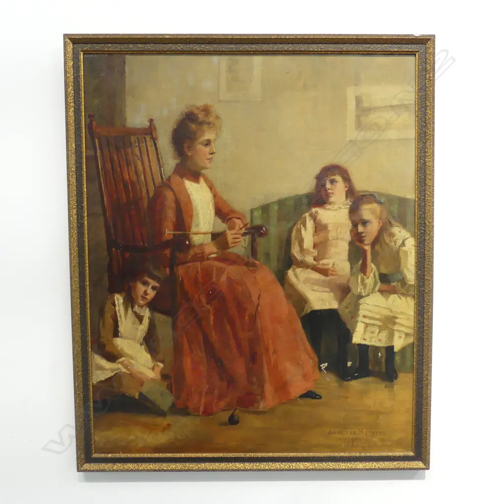 ANNETTE M MYERS, 4 WOMEN, EARLY 20thC OIL ON CANVAS 550x450mm Image 1++