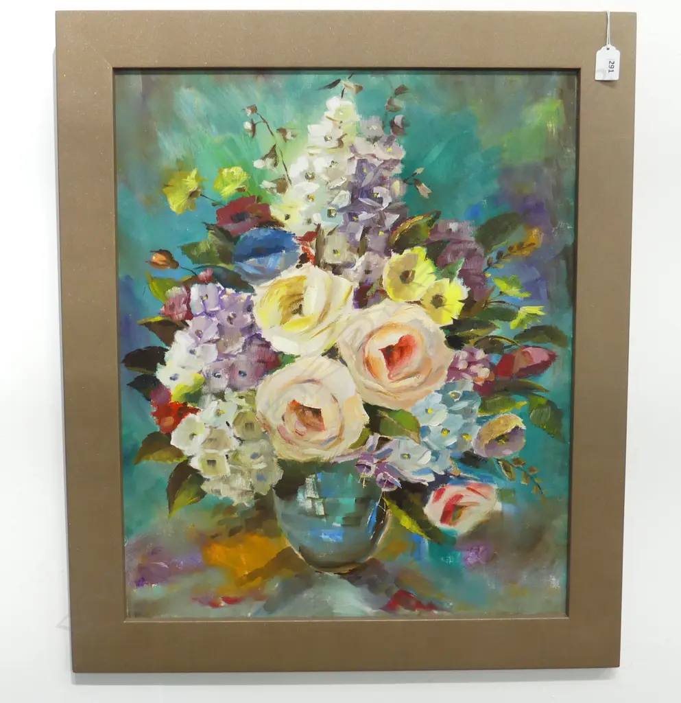 FLORENCE LUXFORD 'GLOWING BLOOMS' OIL ON BOARD 590x485mm Image 1++