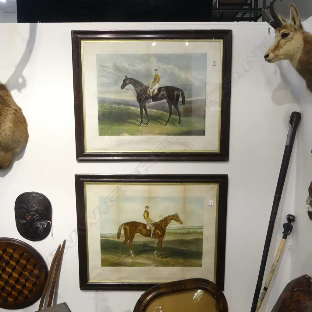 PR LATE 19thC HORSE RACING CHROMOLITHOGRAPHS 'ISONOMY' & 'ST. BLAISE' 780x945mm overall size, foxing Image 1++
